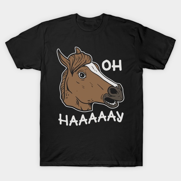 Oh Haaaaay Funny Horse Mask T-Shirt by VBleshka